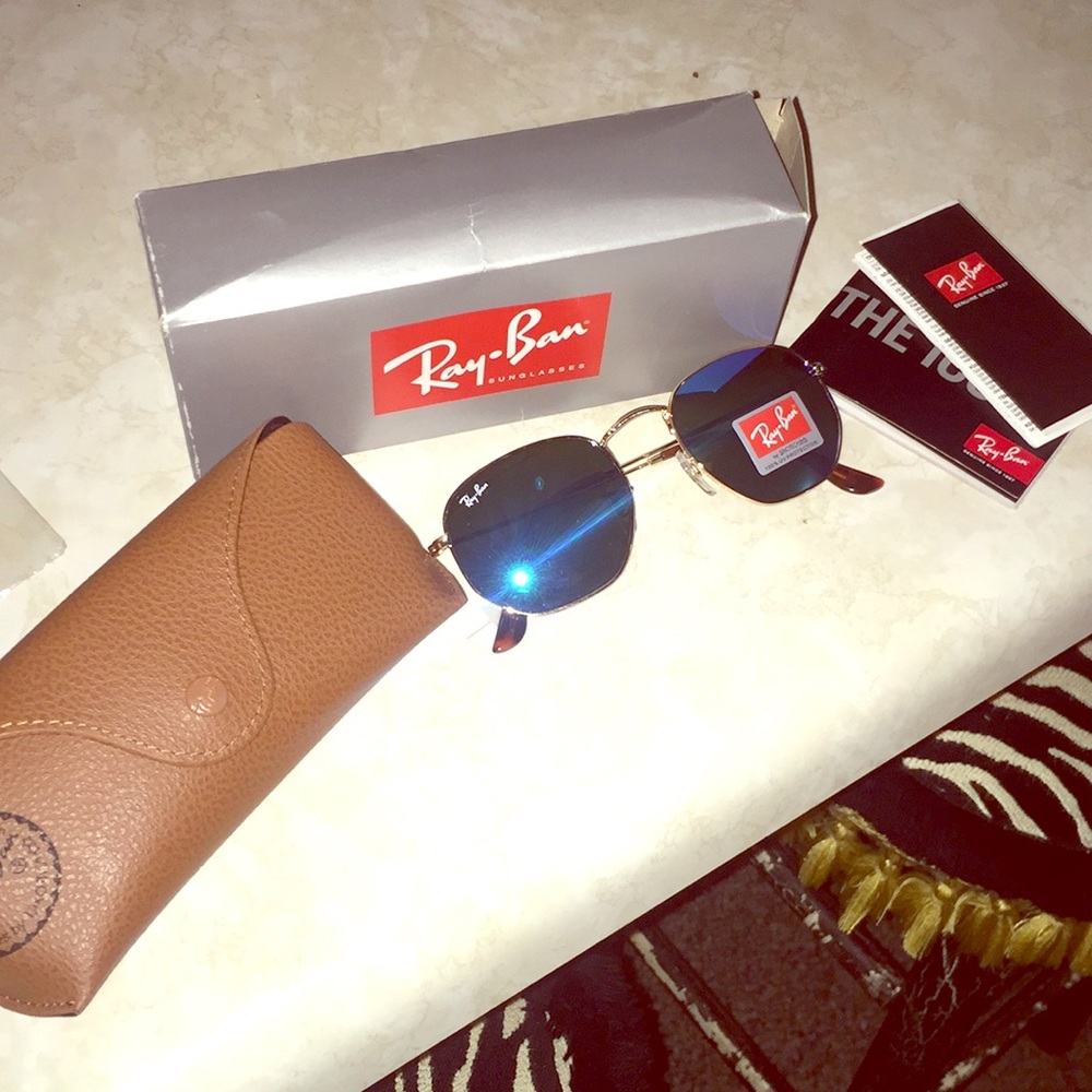 Ray Ban Hexagonal Sunglasses - Blue Lens